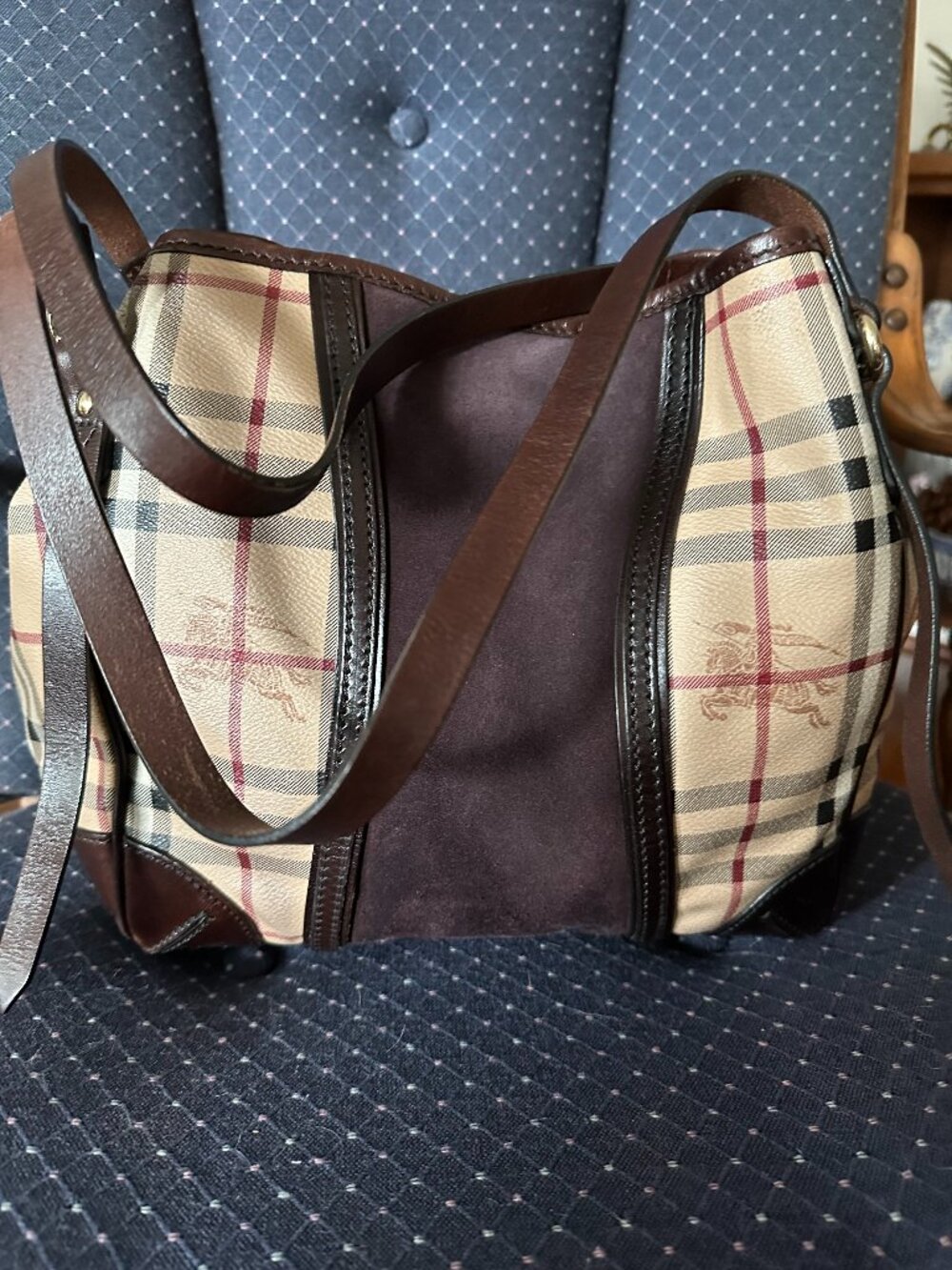 Authentic Burberry Haymarket Check Shoulder Bag